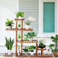 Good quality outdoor modern adjustable mid century 4 tier natural bamboo flower shelf wooden plant stand for flower pot